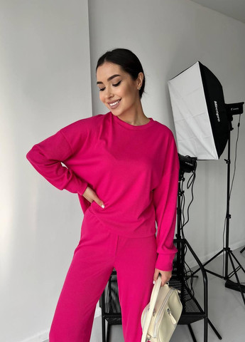 Женский прогулочный брючный костюм S-M L-XL (42-44 46-48) кофта+штаны клеш малиновый No Brand (258243511)