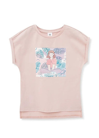 Пудрова літня футболка для дівчинки Роза