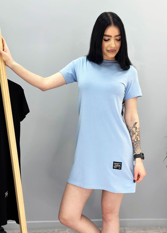 Голубое кэжуал летнее платье футболка Fashion Girl однотонное
