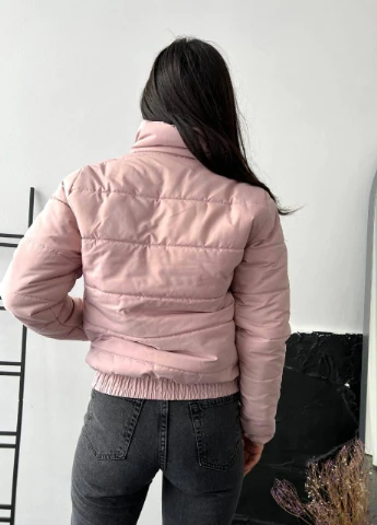 Пудрова демісезонна жіноча куртка без капюшона s-м м-l l-xl (42-44 44-46 46-48) тепла осіння весняна пудра No Brand