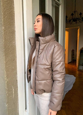 Бежева демісезонна жіноча матова куртка еко-шкіра s-m l-xl (42-44 46-48) осіння куртка шкіряна бежева No Brand
