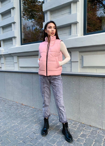 Жіноча жилетка XS-S M-L (42-44 46-48) безрукавка осіння весняна рожева No Brand (258265357)