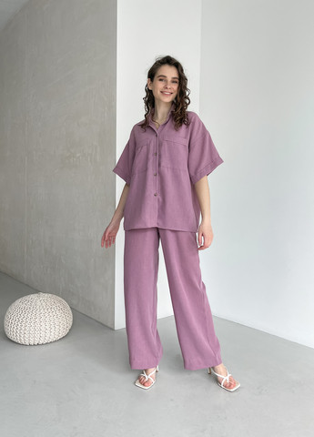 Жіночі штани кльош від стегна з льону рожеві Палуца 600000144 Merlini палуцца (258280321)