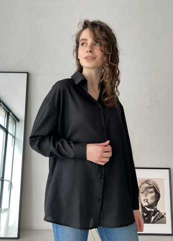 Жіноча класична сорочка з довгим рукавом чорна Бідуя 200000161 Merlini бедуя (258280330)