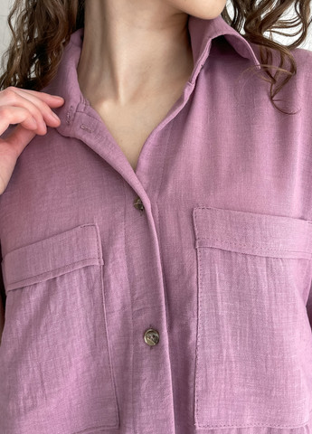 Жіноча льняна сорочка з коротким рукавом рожева Фріулі 200000144 Merlini фриули (258280335)
