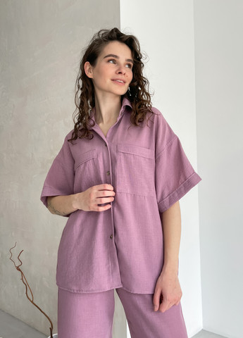 Розовая кэжуал рубашка однотонная Merlini с коротким рукавом