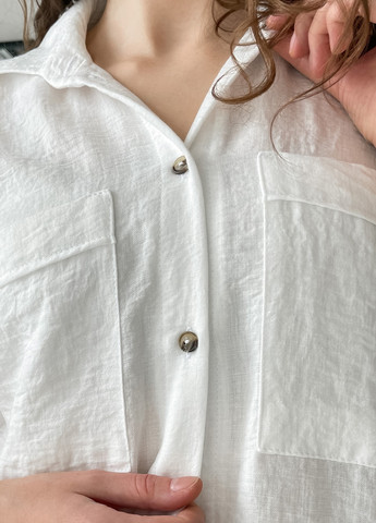 Жіноча льняна сорочка з коротким рукавом біла Фріулі 200000142 Merlini фриули (258280329)