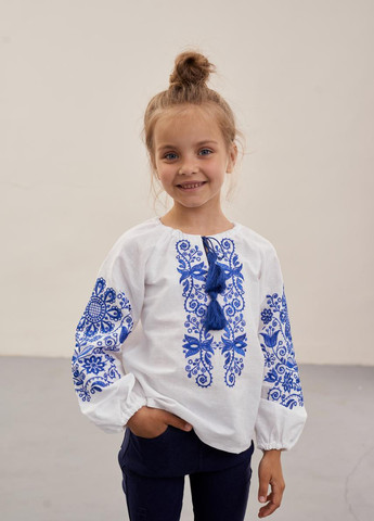 Вышиванка для девочки "Орнамент" голубой орнамент MEREZHKA (258287654)