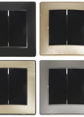 Выключатель двухклавишный черный RB-2V Brille (258288837)