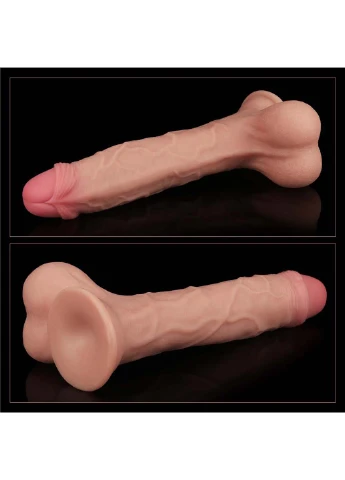 Фаллоимитатор на присоске Sliding Skin Dual Layer Dong Whole Testicle 9.0 Lovetoy (258290907)