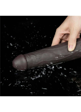 Двухслойный вибратор на присоске Dual Layered Platinum Silicone Rotator Black 9.0 Lovetoy (258291124)