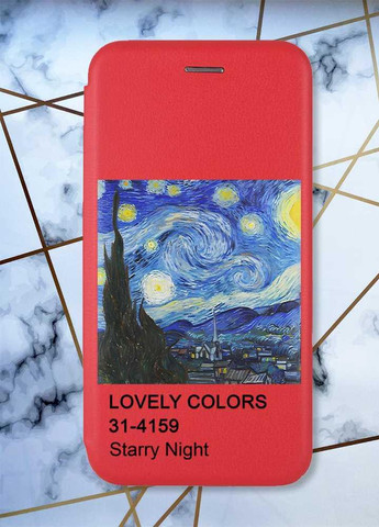 Чехол-книжка с рисунком для Samsung Galaxy A03 (A035) Красный; Звездная ночь (принт 74) G-Case (258307783)