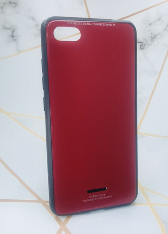 Силиконовый чехол Glass case со стеклянной задней панелью для Xiaomi Redmi 6 Красный Creative (258307448)