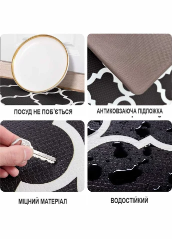 Килимки кухонні набір 2 шт: 44x74 x1 см та 44 x74 x1см Чорний Lovely Svi (258321465)