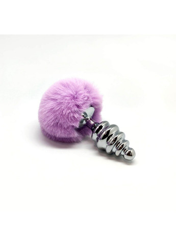 Металевий анальний затор Кролячий хвостик Fluffly Twist Plug Purple Alive (258352620)