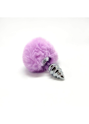 Металлическая анальная пробка Кроличий хвостик Fluffly Twist Plug Purple Alive (258353627)