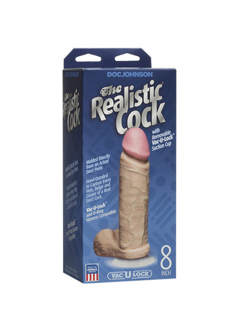 Фалоімітатор The Realistic Cock 8 inch White, Vack-U-Lock Doc Johnson (258352501)
