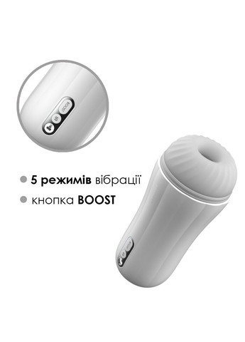 Мастурбатор с вибрацией Robin White, ультрамягкий рукав, функция Boost, LED экран Svakom (258353202)