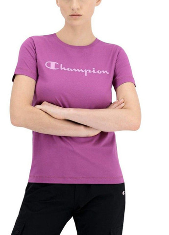 Фиолетовая летняя футболка женская оригинал размер l цвет фиолетовый (113223) с коротким рукавом Champion