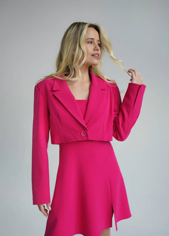 Розовый женский пиджак укороченный romashka Ромашка однотонный - демисезонный