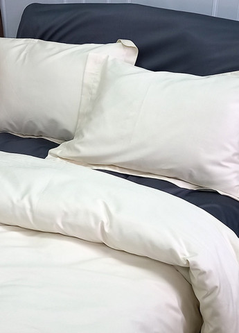 Постільна білизна MERISET ДУЕТ MILK CHAMPAGNE/ANTHRACITE Premium Сатин однотон Двоспальна No Brand (258386101)