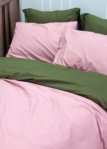 Постельное белье MERISET ДУЭТ Пудра/Темный Хаки Поплін Двуспальное No Brand (258386072)