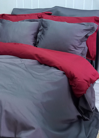 Постельное белье MERISET ДУЭТ ANTHRACITE/WINE BORDO Premium Сатин однотон Полуторное на резинке No Brand (258386083)