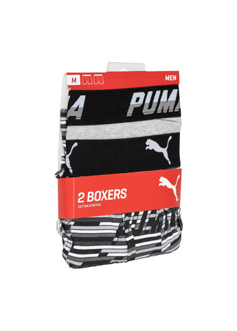 Logo AOP Boxer 2-pack S gray/white/black Puma трусы-боксеры (258402853)