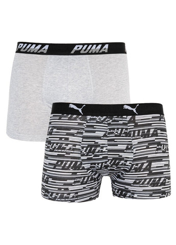 Труси-боксери Logo AOP Boxer 2-pack S gray/white/black Puma трусы-боксеры (258402853)
