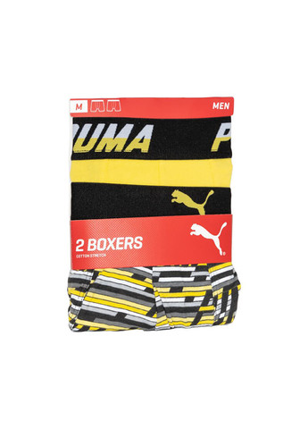 Logo AOP Boxer 2-pack S yellow/gray Puma трусы-боксеры (258402852)