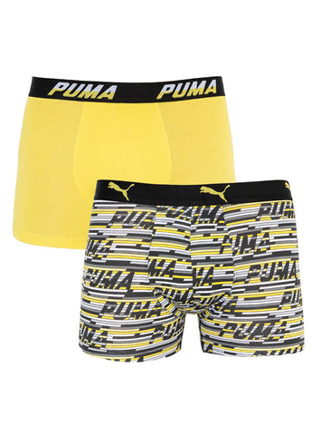 Труси-боксери Logo AOP Boxer 2-pack S yellow/gray Puma трусы-боксеры (258402852)