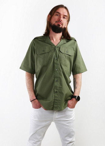 Оливковковая (хаки) кэжуал рубашка однотонная SUR