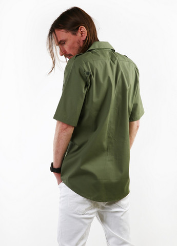 Оливковковая (хаки) кэжуал рубашка однотонная SUR