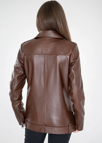 Темно-коричнева демісезонна жіноча шкіряна куртка весна Fabio Monti