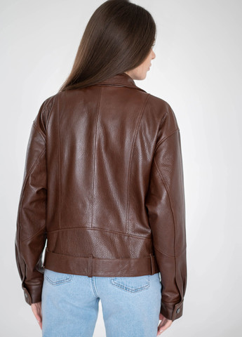 Темно-коричневая демисезонная женская кожаная куртка весна Fabio Monti