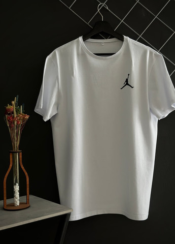 Білий демісезонний костюм штани чорні jordan (білий лого) + футболка біла jordan Vakko