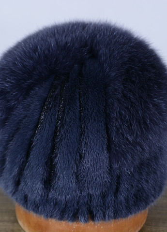 Женская вязаная норковая шапка с помпоном из настоящего меха песца Меховой Стиль водопад (258413791)