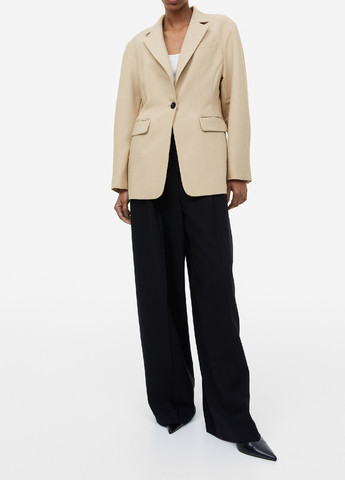 Светло-бежевый деловой пиджак H&M - однотонный - демисезонный