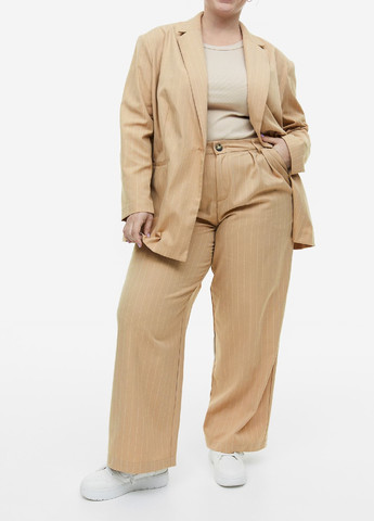 Бежевый деловой пиджак H&M - полосатый - демисезонный