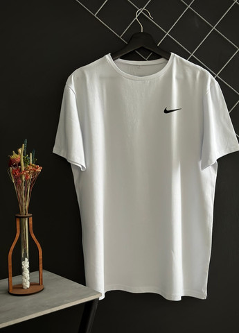 Білий демісезонний костюм штани чорні nike (білий лого) + футболка біла nike Vakko