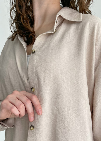 Сорочка жіноча з довгим рукавом бежевого кольору з льону 200000243 Merlini беллуно (258412414)
