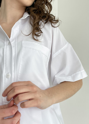 Белая кэжуал рубашка однотонная Merlini с коротким рукавом