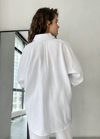 Белая кэжуал рубашка однотонная Merlini с длинным рукавом