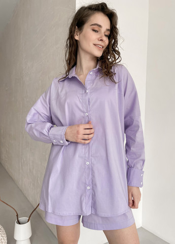 Фиолетовая кэжуал рубашка однотонная Merlini с длинным рукавом
