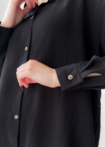 Черная кэжуал рубашка однотонная Merlini с длинным рукавом