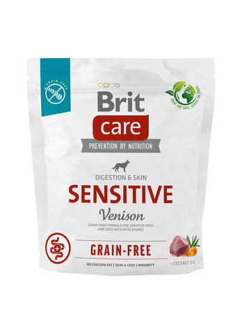Корм для собак с чувствительным пищеварением Dog Grain-free Sensitive беззерновой с олениной, 1 кг Brit Care (258417153)