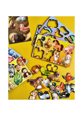 Настільна гра, що розвиває "Лото: у світі тварин", 48 фігурних фішок 12х17,5х4 см No Brand (258414811)