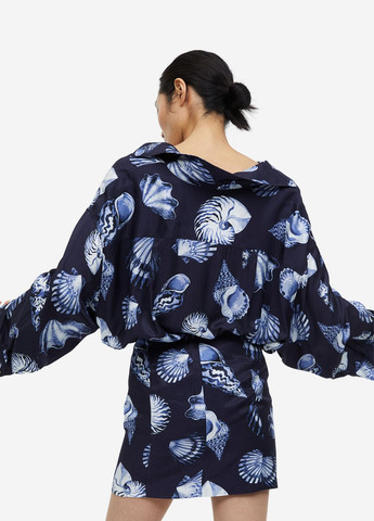 Темно-синяя кэжуал с рисунком юбка H&M