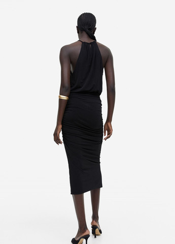 Черная коктейльный однотонная юбка H&M