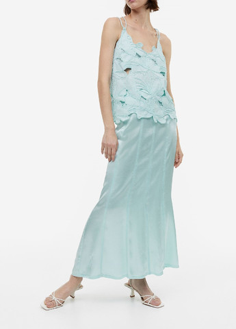 Светло-бирюзовая кэжуал однотонная юбка H&M